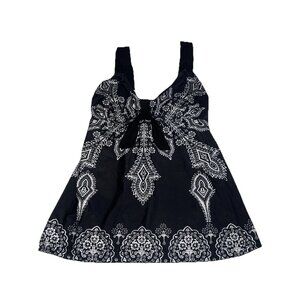 Danify Women swimwear bathing top Tankini Top ONLY! black bandana print plus 52